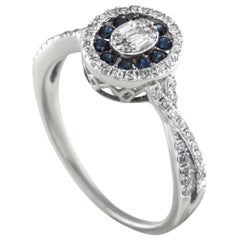 14K White Gold 0.40ct Diamond and Sapphire Ring