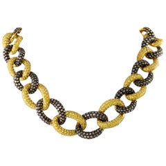 Kanaris Gliederhalskette, 18 Karat Gelbgold 34,20 Karat Diamant und gelber Saphir