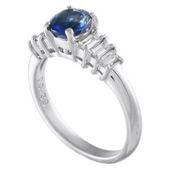 Platinum 0.39ct Diamond and Sapphire Ring