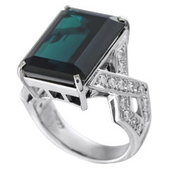 Platinum 0.60ct Diamond and Tourmaline Ring
