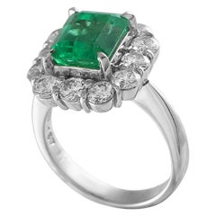 Platinum 1.67ct Diamond and Emerald Ring