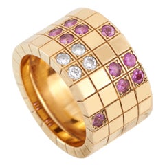 Cartier Lanieres 18K Yellow Gold Diamond and Sapphire Ring