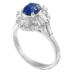 Platinum 0.65ct Diamond and Sapphire Ballerina Ring
