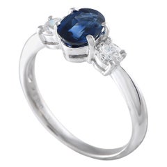 Platinum 0.37ct Diamond and Sapphire Three Stone Ring