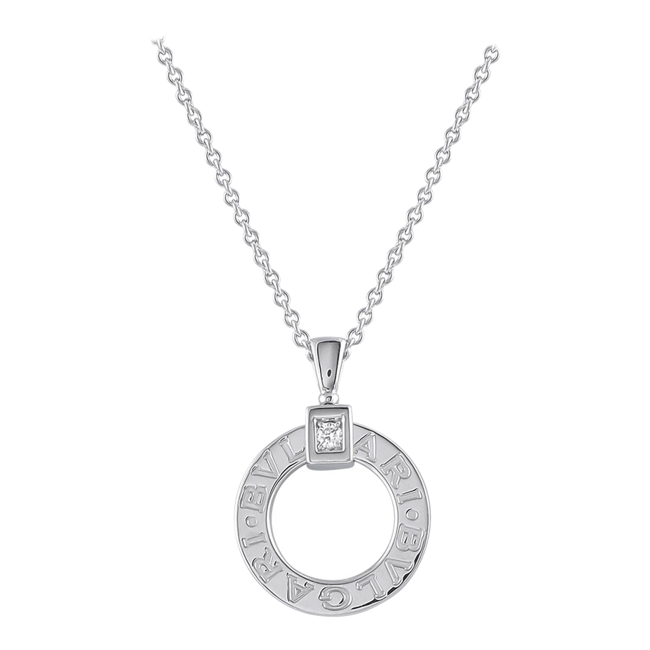 Bvlgari 18K White Gold 0.09ct Diamond Necklace