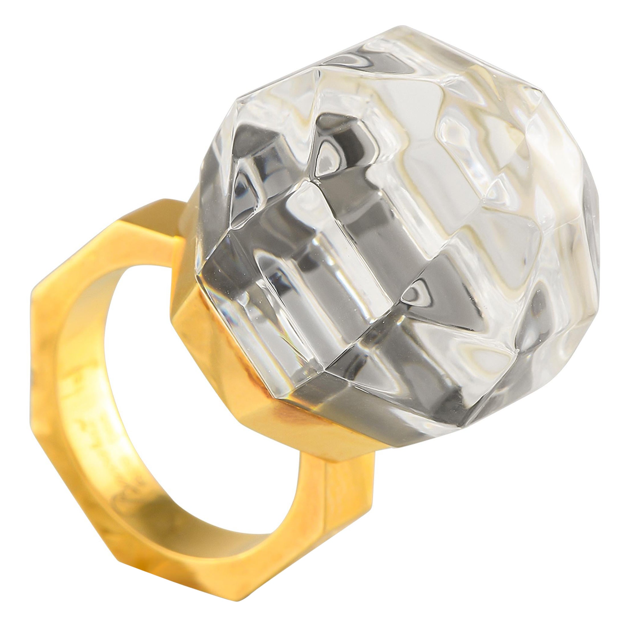 Baccarat 18K Yellow Gold Crystal Ring