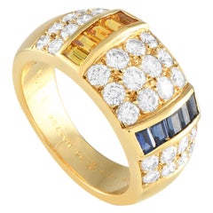 Van Cleef & Arpels 18K Yellow Gold 1.45ct Diamond and Sapphire Ring