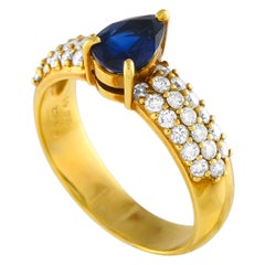 18K Yellow Gold 0.61ct Diamond and Sapphire Ring