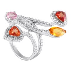 18K White Gold 0.67ct Diamond and Sapphire Ring