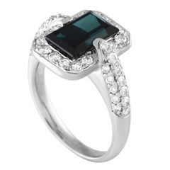 Platinum 0.75 ct Diamond and 2.21 ct Tourmaline Ring