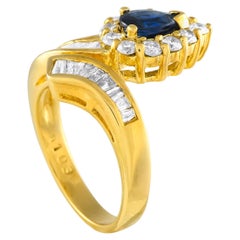 18K Yellow Gold 1.31ct Diamond and Sapphire Ring