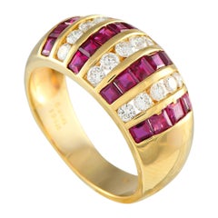 18K Yellow Gold 0.49ct Diamond and Ruby Ring