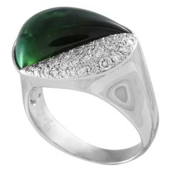 Bague en or blanc 18 carats, diamant 0,70 carat et tourmaline