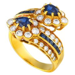 Graff 18K Yellow Gold 0.75ct Diamond and Sapphire Ring