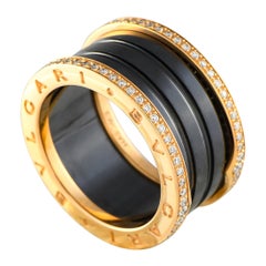 Bvlgari B.Zero1 18K Rose Gold Diamond and Ceramic Ring