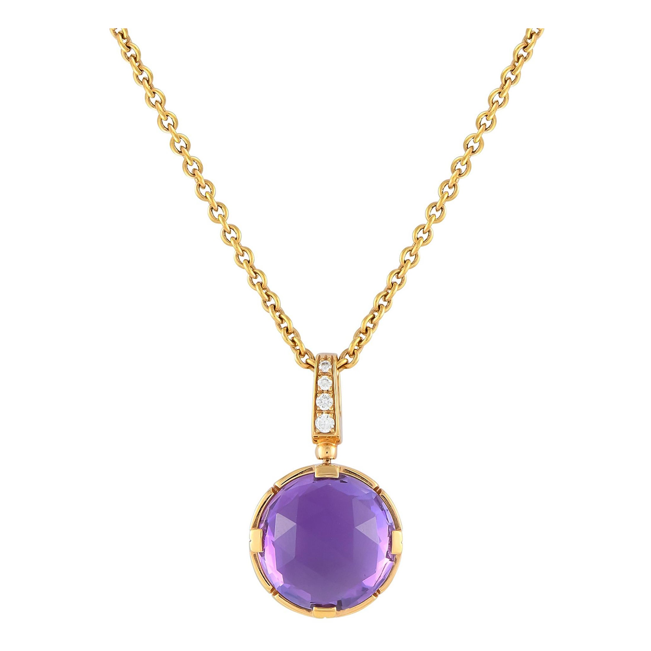 Bvlgari Parentesi 18K Rose Gold 0.10ct Diamond and Amethyst Necklace