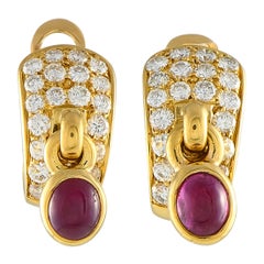 Bvlgari Vintage 18K Yellow Gold 1.45ct Diamond and Ruby Earrings