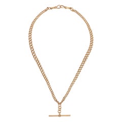 Antike 9 Karat Gold Kuppelkette mit Knopfleiste