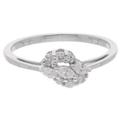0.28 Carat SI/H Marquise Round Diamond Ring 18 Karat White Gold Handmade Jewelry