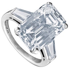 GIA Certified 10.03 Carat Emerald Cut Diamond Platinum Ring