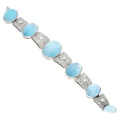 1950s Cabochon Aquamarine Diamond Bangle