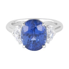 Alexander of Beverly Hills GIA 7,58ct Saphir & Diamanten 3-Stein-Ring Platin
