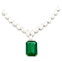 Alexander Beverly Hills GIA 29,77 Karat Smaragd & Diamant-Tropfen-Halskette 18k