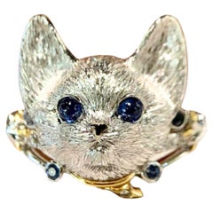 Bague "Cat Collection" en or blanc 18 carats, saphir et diamant