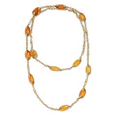 Judith Ripka 18k Yellow Gold Two Sided Diamond Citrine Sautoir Necklace