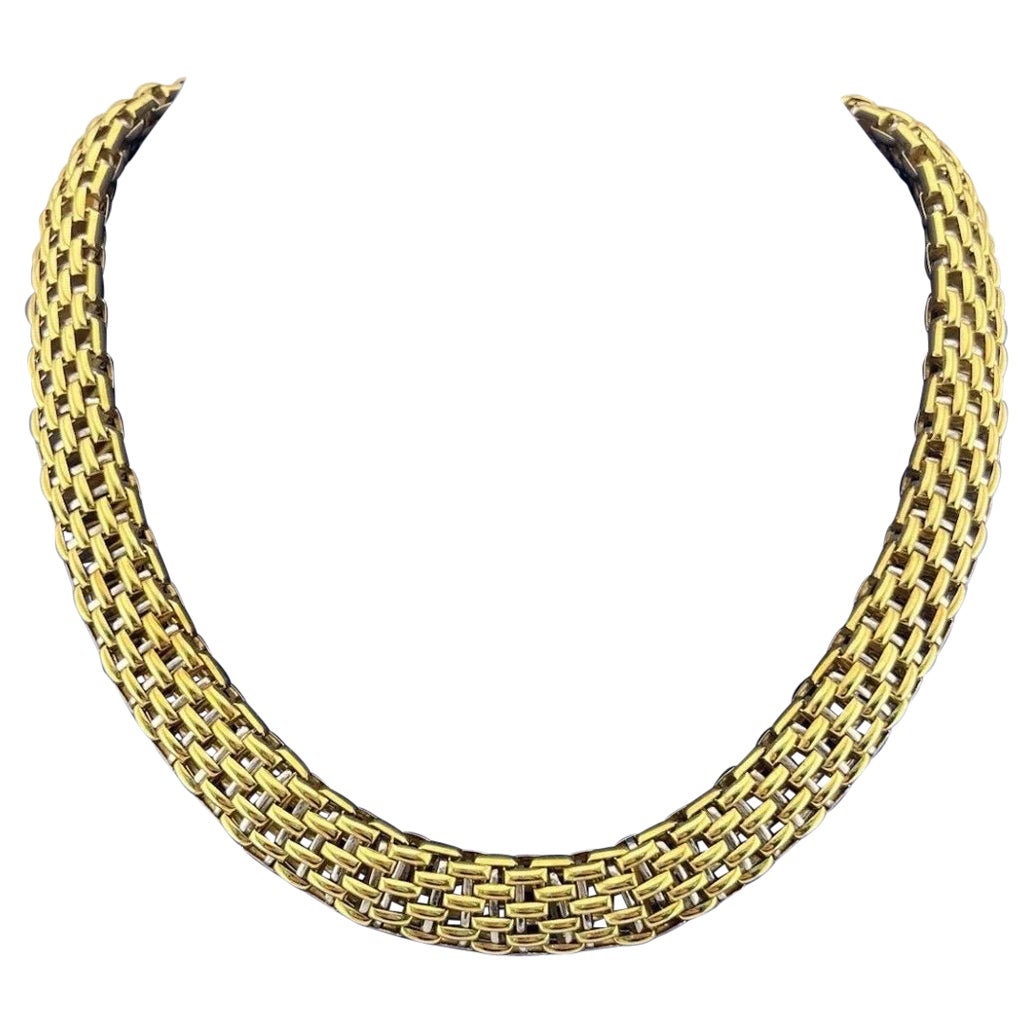 Vintage FOPE 18k Yellow & White Gold Two Tone Necklace with Box Clasp