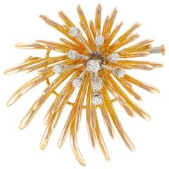 French Retro Diamond Gold Floral Brooch 10