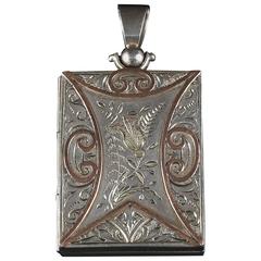 Antique Victorian Silver Scottish Gold Box Locket circa 1880