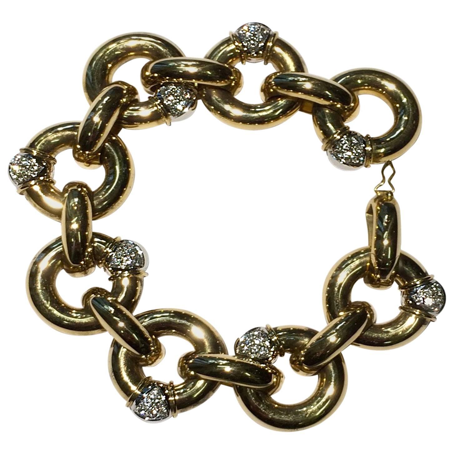 Carlo Weingrill Link Bracelet with Diamonds For Sale