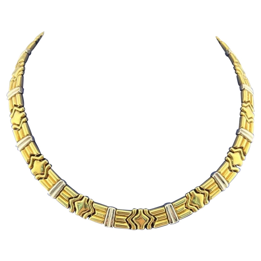 Vintage Chimento 18kt Two-Tone Yellow & White Gold Unique Link Necklace