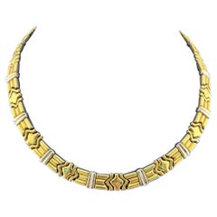 Vintage Chimento 18kt Two-Tone Yellow & White Gold Unique Link Necklace