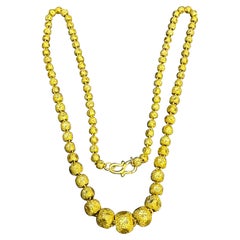 Vintage 39 Gm Pure 24 Karat Yellow Gold Handmade Graduated Bead Necklace 18"