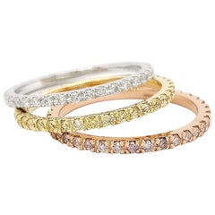 Nature Fancy Diamond Tri Color Engagement Wedding Ring 14K Gold