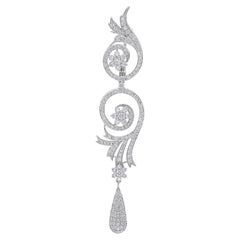 Colgante Broche Flor Diamante 1,65 Quilates Claridad SI Color HI Oro Blanco 14 Kilates