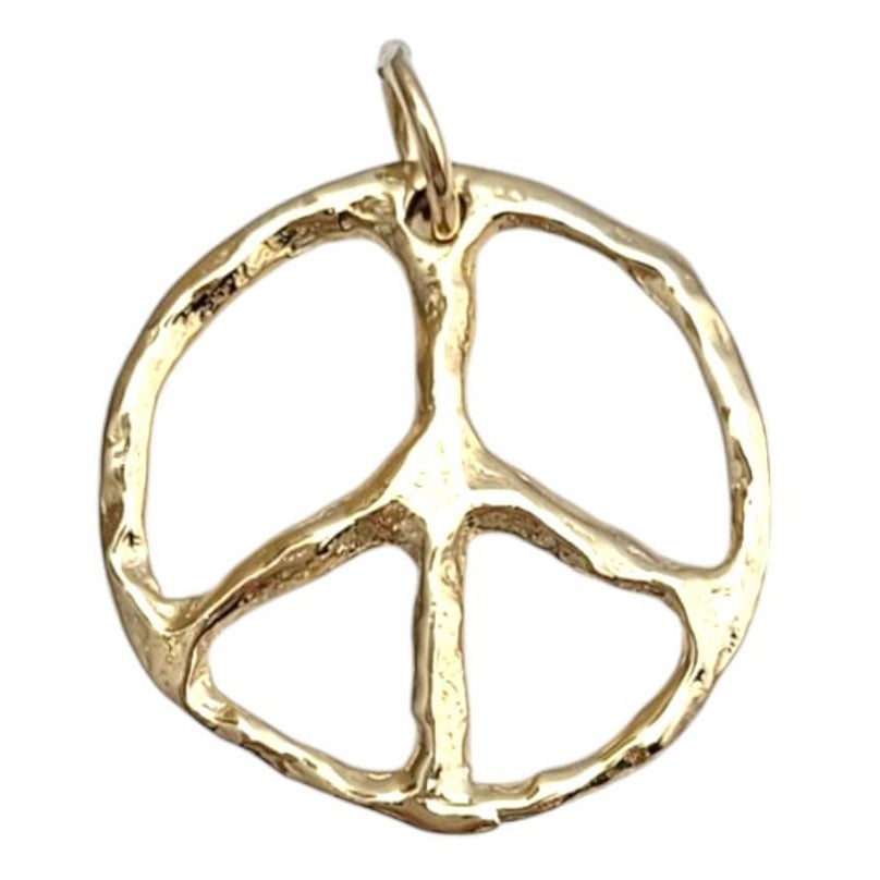 14K Yellow Gold Textured Peace Sign Charm #21056