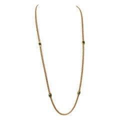 Fred Sautoir 18 Carat Yellow Gold and Chrysoprases circa 1970 Long Necklace