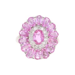 5.32 Carat Pink Sapphire Diamond 18 Karat White Gold Cocktail Ring GIA Certified