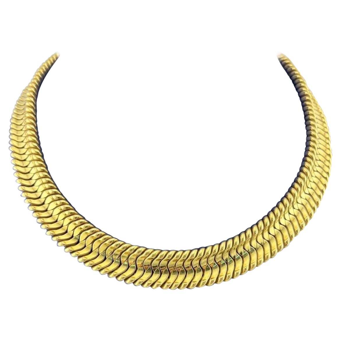 Estate 14k Yellow Gold Italian Flexible Choker Necklace