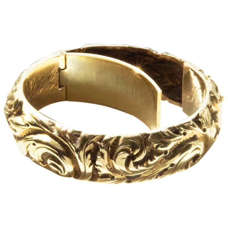 Georgian Chased Gold Secret Compartment Ring