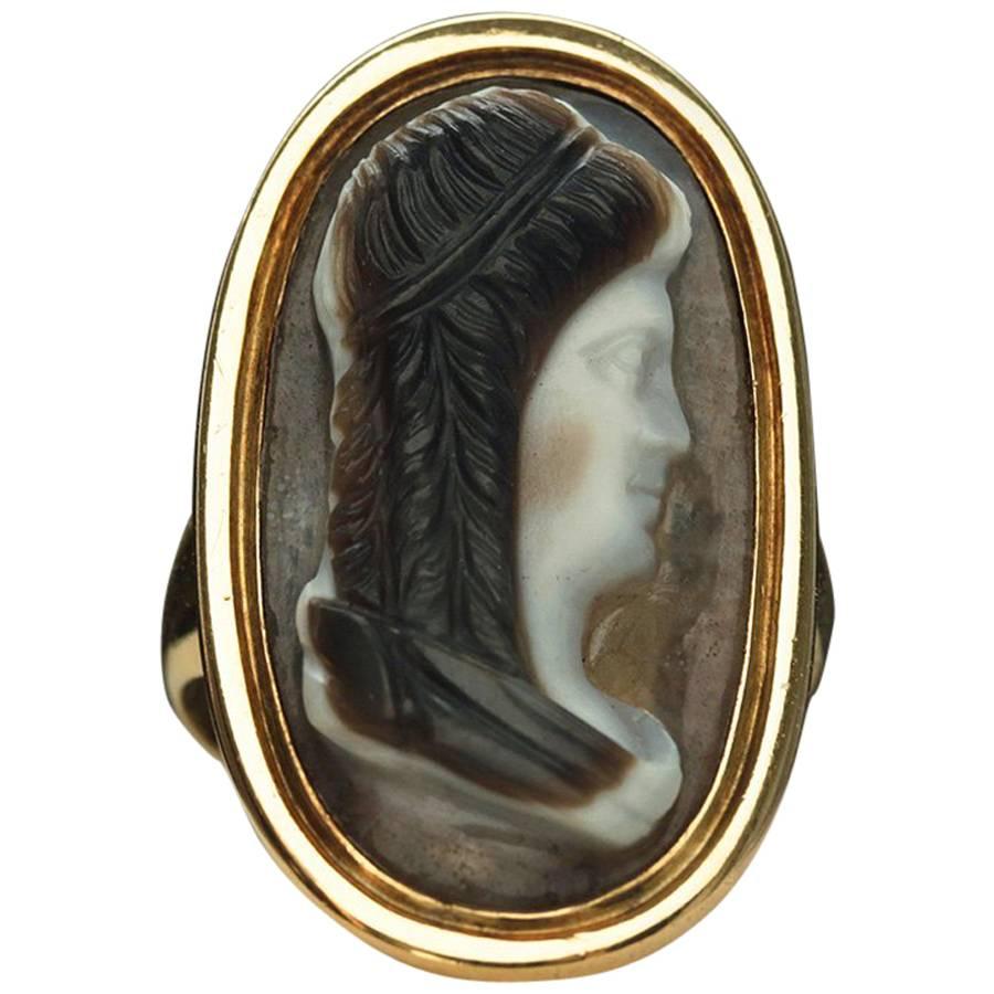 Georgian Sardonyx Cameo Ring For Sale