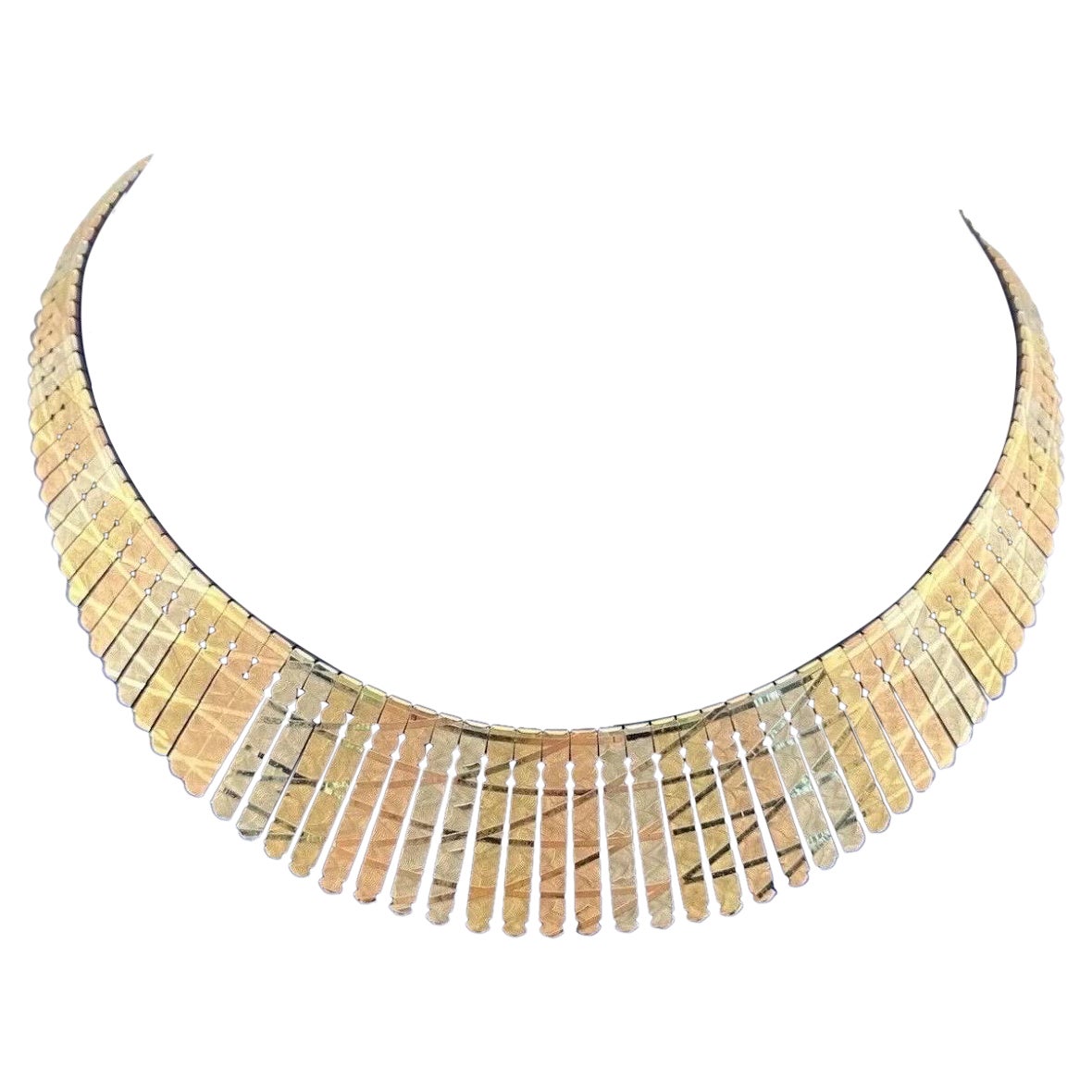 Oritals 14k Tri-Color Yellow Rose White Fringe Necklace