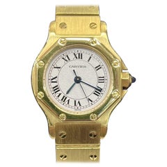 Cartier Santos Octagon 0906 Oro Giallo Orologio Automatico Quadrante Bianco Donna 25mm