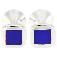 Jona Blue Enamel Sterling Silver Cufflinks 3