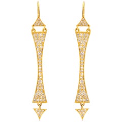 Lauren Harper 1.28 Carat Diamond Gold Column Drop Earrings