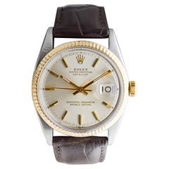 Rolex Two Tone Datejust with Rare Factory Original Silvered Dial circa 1960's