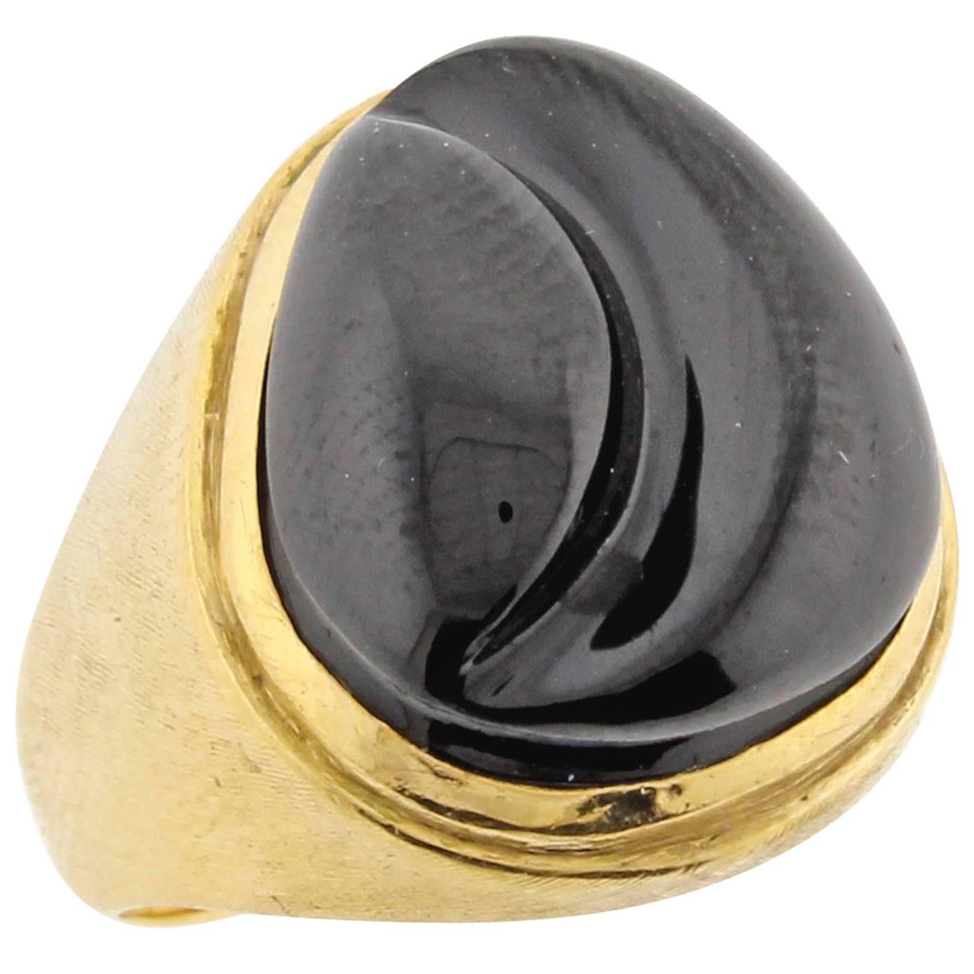 Burle Marx Forma Livre Black Tourmaline Carved Ring